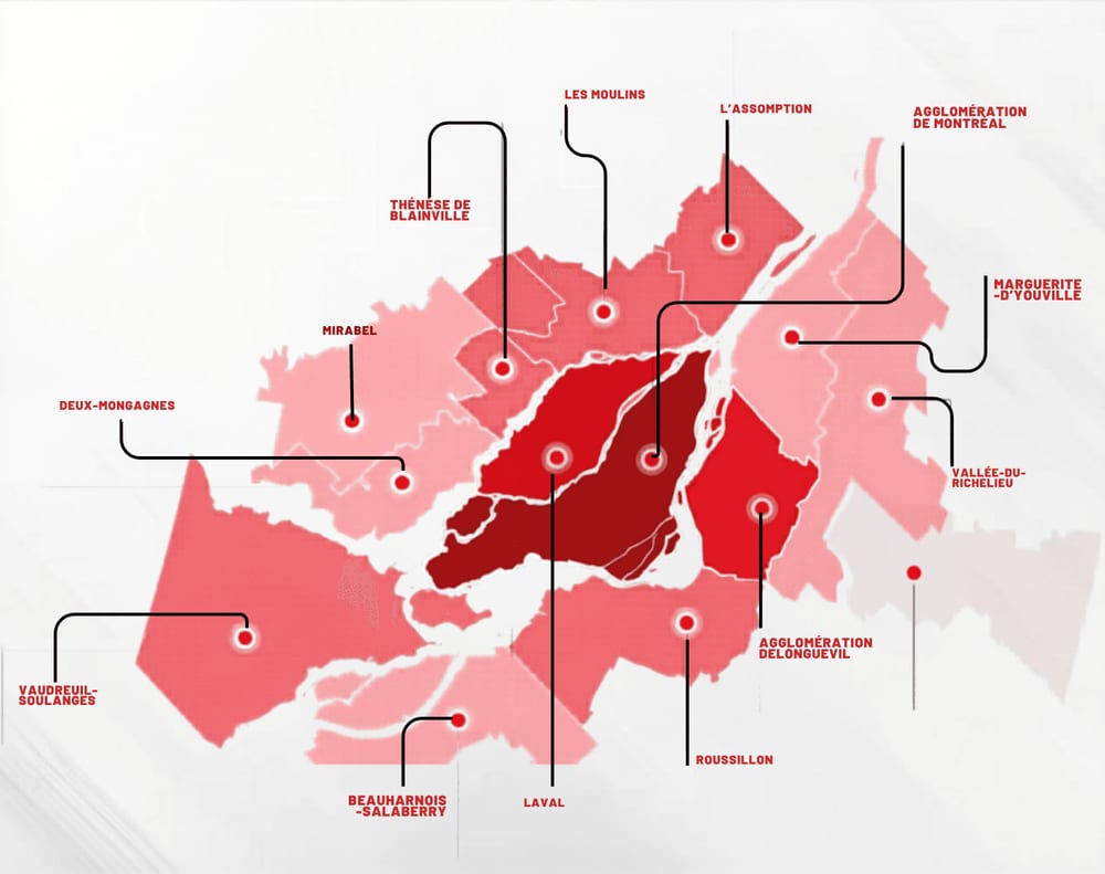 VITA service coverage map - Montreal and surrounding areas